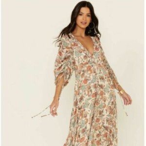 Free People Earth Folk Maxi Dress in Tea Combo